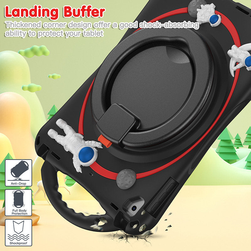 iPad Case Shockproof Case With Handle Stand Shoulder Strap for iPad 9.7 2018/2017/Pro9.7/Air2/Air-Black