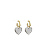 Pair of C-shaped Heart Drop Dangle Earrings for Women