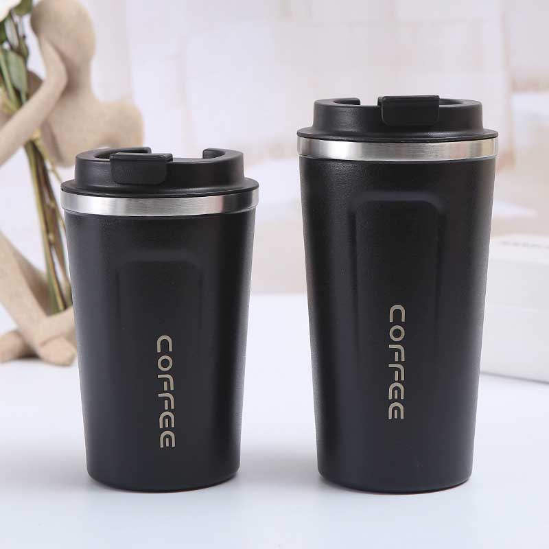 Travel Coffee Cup with Seal Lid Reusable Insulated Tumbler-Black