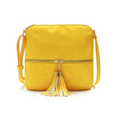 Lightweight Medium Crossbody Bag with Tassel-Yellow