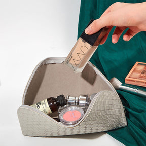 PU Makeup Bags Waterproof Makeup Pouch Women's Travel Toiletry Bag Accessories Organizer-Grey