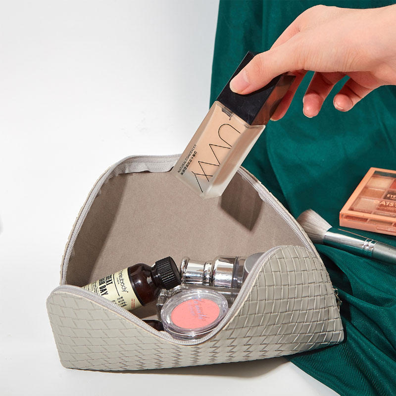 PU Makeup Bags Waterproof Makeup Pouch Women's Travel Toiletry Bag Accessories Organizer-Grey