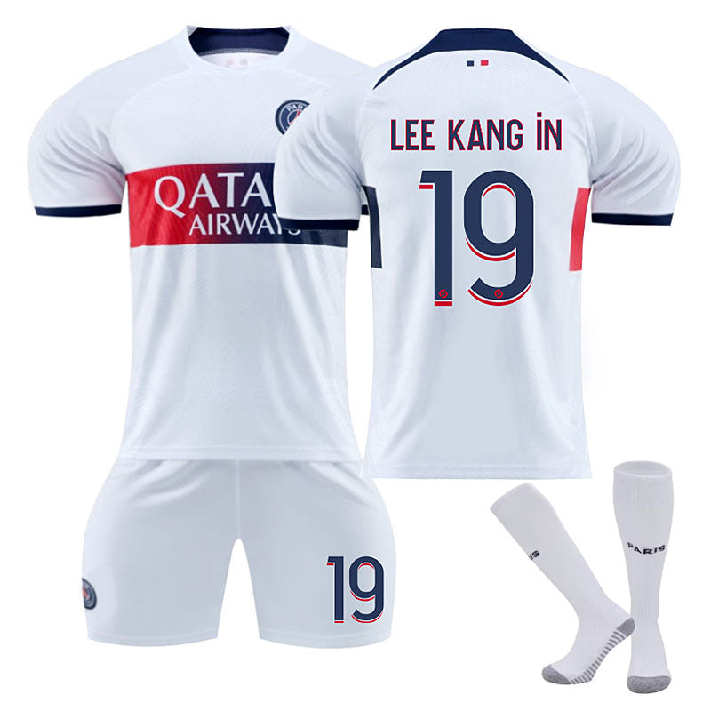 Paris Away Jersey LEE KANG IN #19 Soccer Jersey Kids Adult 3-Pieces Jersey Kits