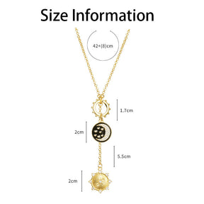 Retro Moon and Star Pendants Necklace Clavicle Chain-Gold