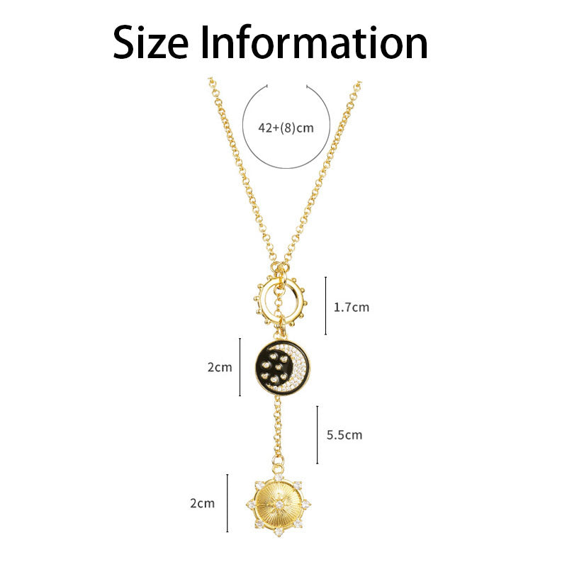 Retro Moon and Star Pendants Necklace Clavicle Chain-Gold