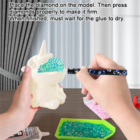 3 Pcs DIY Diamond Painting Unicorn Keychain Kit Decor Crafts for Kids Ages 6-12-SetB