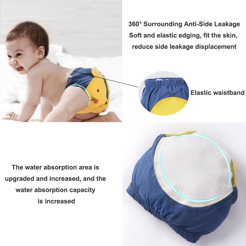 2Pcs Baby Cotton Training Pants Toddler Potty Underwear for Baby 6M-15M-Blue+Yellow