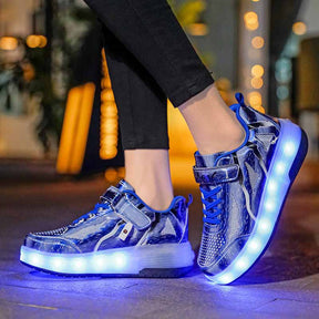 Kids Roller Skates Light up Shoes with Double Wheel for Girls Boys Birthday Gift-Blue