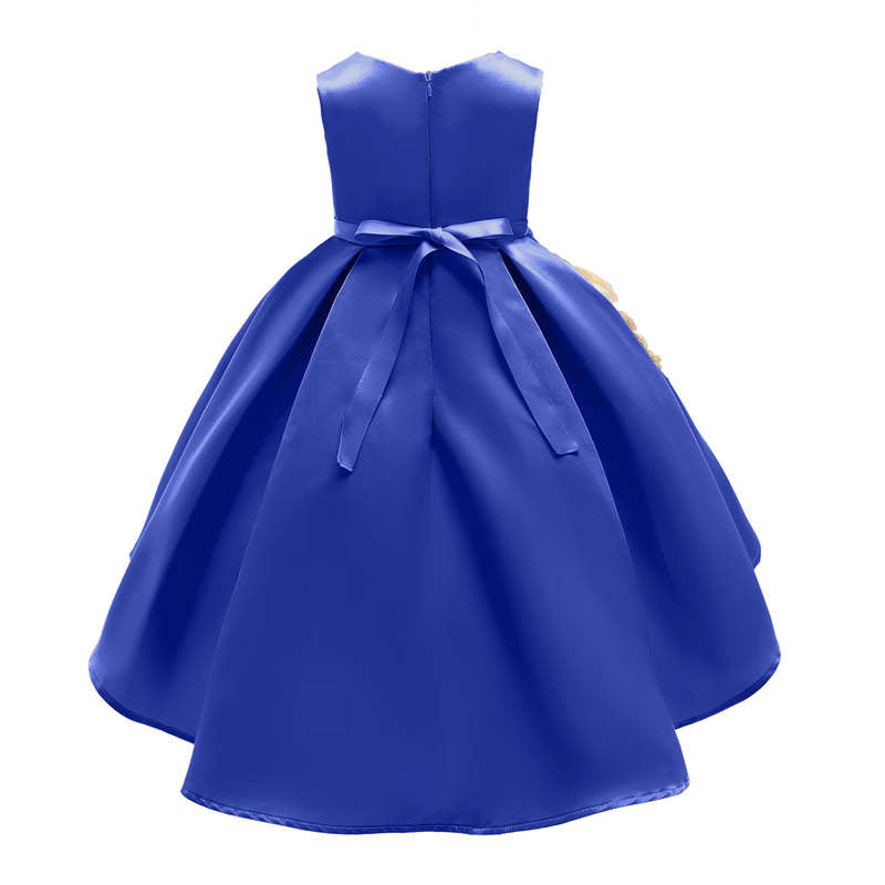 2-9 Years Flower Girls Dress Wedding Party Embroidered Dress-RoyalBlue