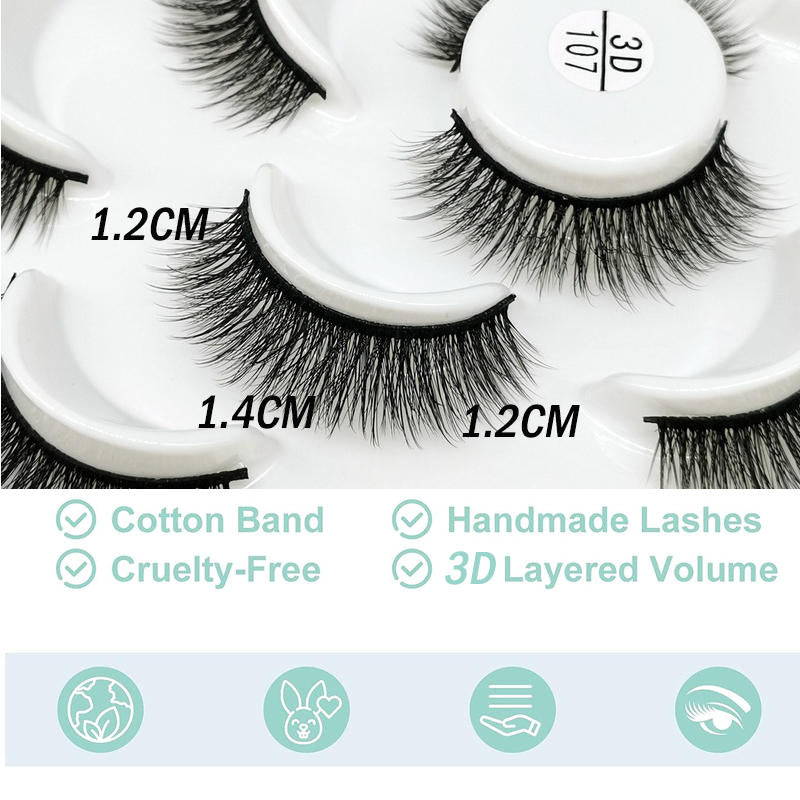 10 Pairs 3D False Eyelashes Reusable Wispy Cat Eye Natural Look Lashes-107