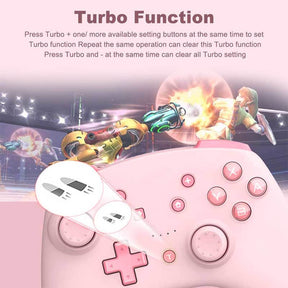 Wireless Controller with Turbo Wake-up Motion Vibratio for Nintendo Switch/Switch Lite/OLED-Pink