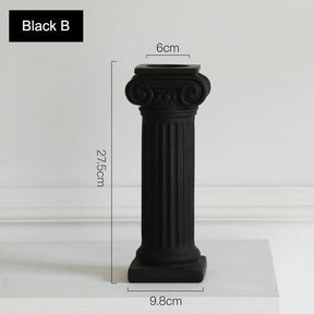 4 Pcs Retro Candle Holder Nordic Roman Column Aroma Candle Base for Festival Home Decor Ornament-Black