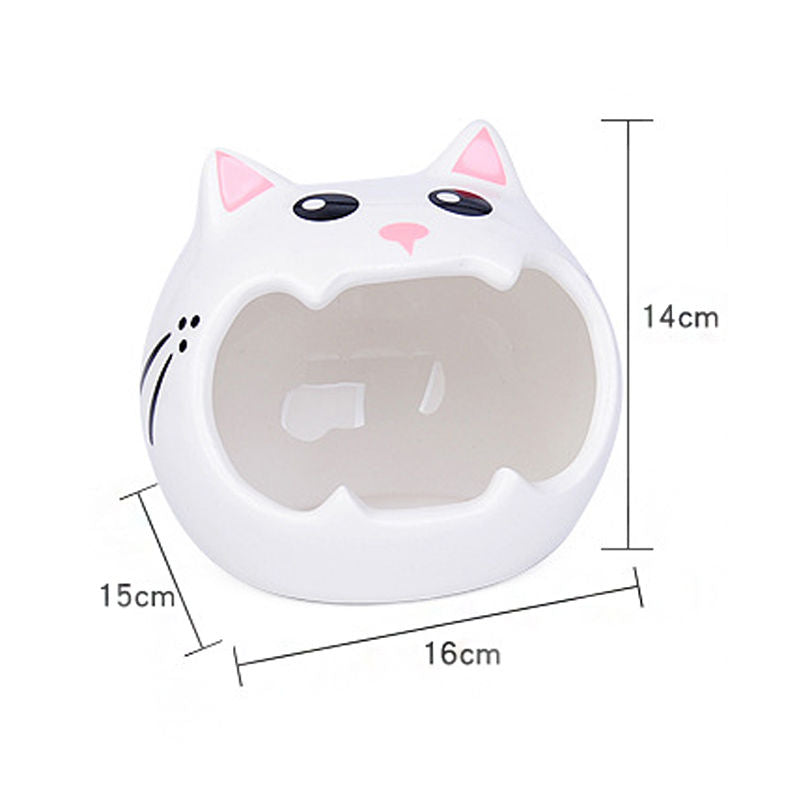 Small Animal Ceramic House Summer Cool Hideout-WhiteCat