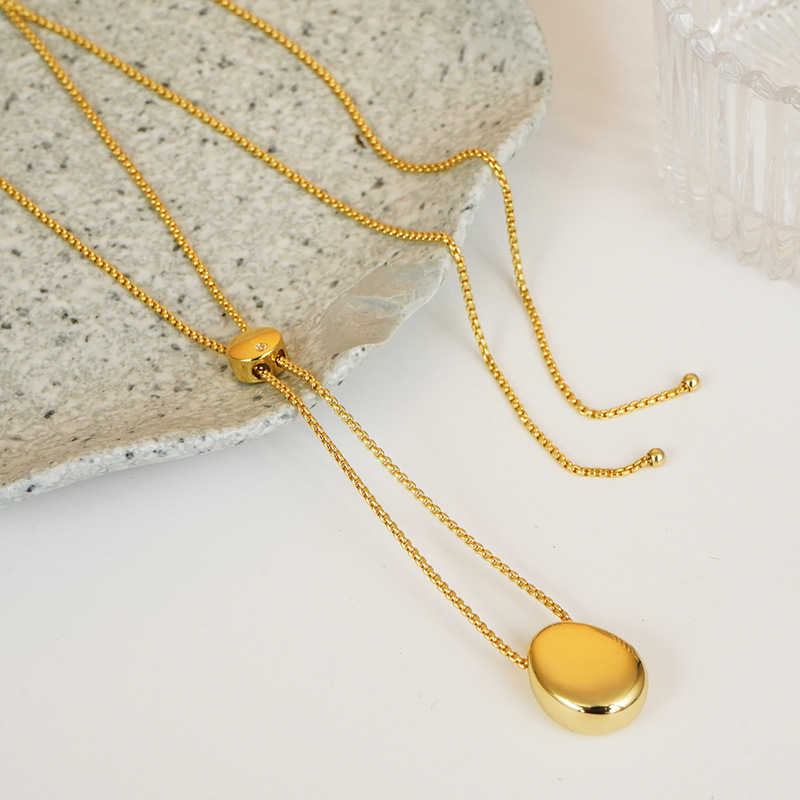 Oval Pendant Adjustable Chain Necklace Womens Fashion Jewelry