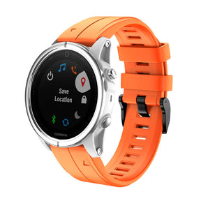 Silicone Replacement Band 20mm Quick Release Easy Fit For Garmin Fenix 5S/5S Plus/6S/6S Pro Smartwatch Black Steel Buckle-Orange