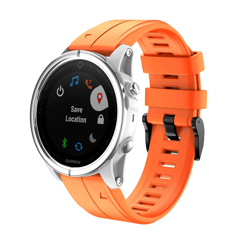 Silicone Replacement Band 20mm Quick Release Easy Fit For Garmin Fenix 5S/5S Plus/6S/6S Pro Smartwatch Black Steel Buckle-Orange