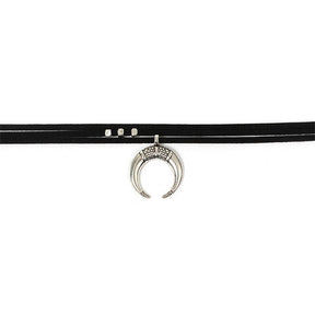 Women Black Moon Crescent Pendant Choker