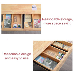 4 Packs Adjustable Bamboo Drawer Dividers for Kitchen Dresser Office