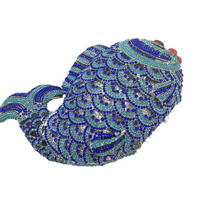 Mini Women Fish Evening Bags Crystal Clutch Purse Rhinestone Handbags with Chain-6