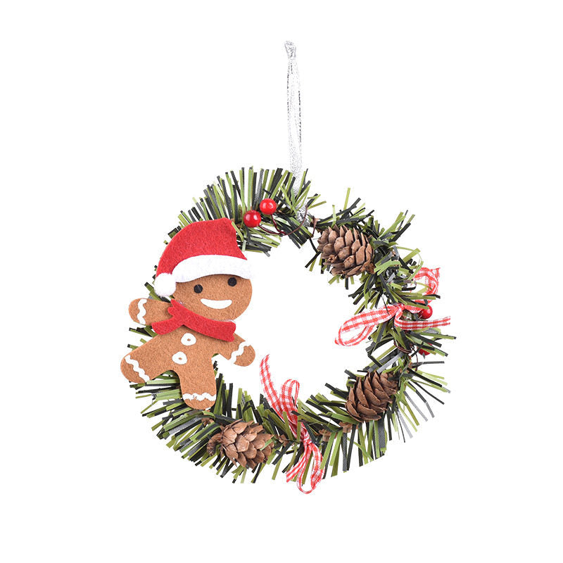 4 Pcs Gingerbread Man Pine Wreaths for Front Door Christmas Holiday Indoor