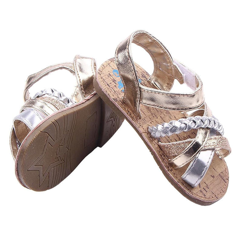 Baby Girls Sandals Open Toe Anti-Slip Rubber Sole Summer Shoes-Gold