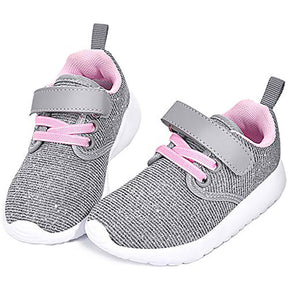 Lightweight Toddler Shoes for Boys Girls Breathable Mesh Velcro Sneakers-Grey