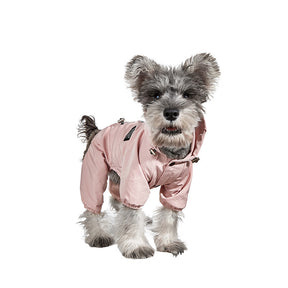 Dog Raincoat Hooded Lightweight Waterproof Clothing with Reflective Stripes-Pink