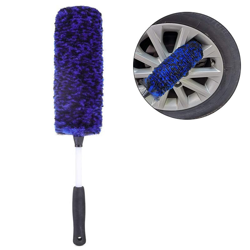 Metal Free Wheel Cleaner Brush Highly Absorbent Tire Brush for Cleaning Tires and Rims-Blue