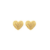 Gold Embossed Heart Clip-On Stud Earrings for Women