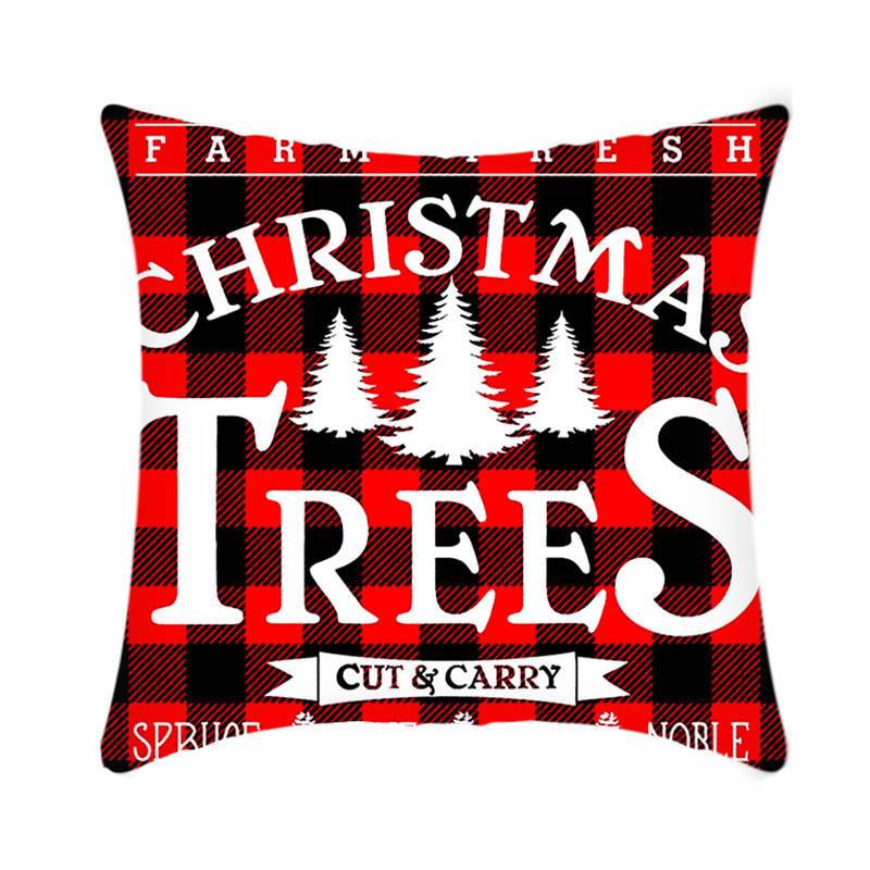 4Pcs 18x18 inch Christmas Throw Pillow Covers Square Cushion Cover for Sofa Decorative-A