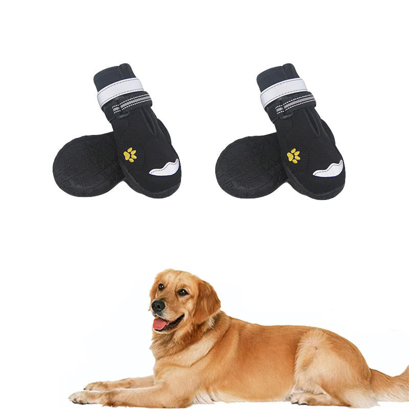 Dog Shoes Paw Protector Anti-Slip Sole Outdoor Printed Dog Boots-Black
