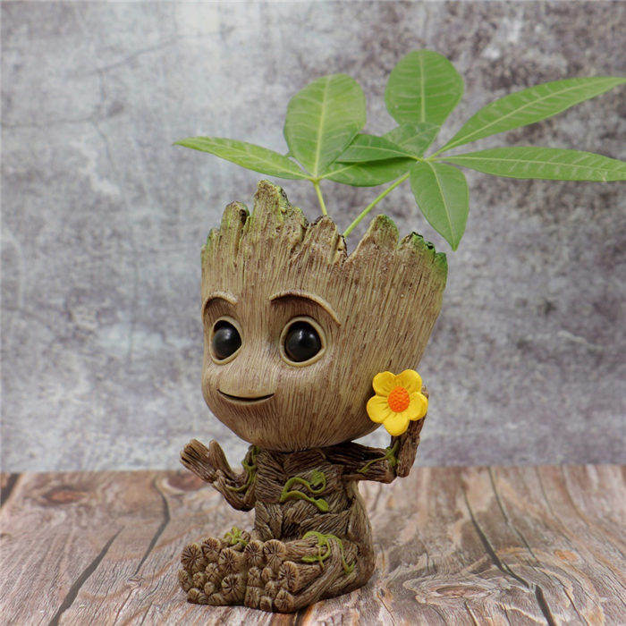 Aquarium Groot Fish Tank Decor Resin Crafts Ornaments-Flowerpot