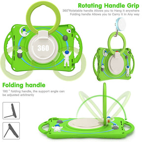 iPad Case Shockproof Case With Handle Stand Shoulder Strap for iPad 9.7 2018/2017/Pro9.7/Air2/Air-Green