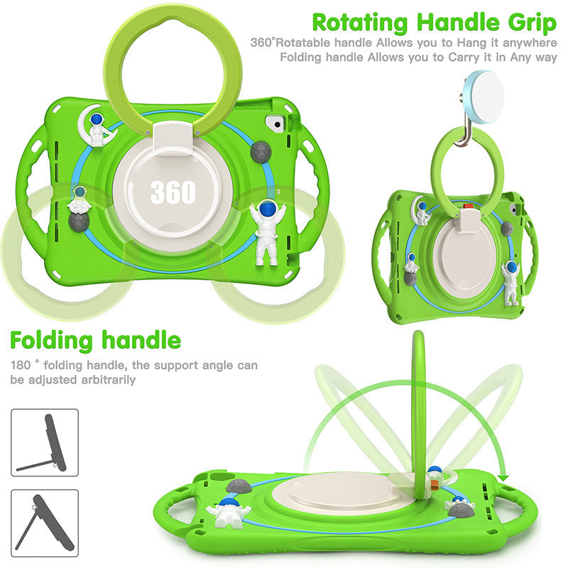 iPad Case Shockproof Case With Handle Stand Shoulder Strap for iPad 9.7 2018/2017/Pro9.7/Air2/Air-Green