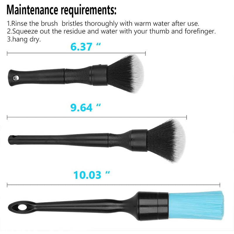 Ultra Soft Car Detailing Brush Set Interior Exterior No Scratch for Cleaning Air Vent Engine Bay