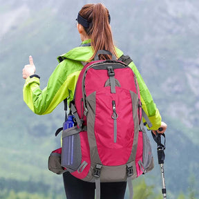 Hiking Backpack 40L Waterproof Lightweight Daypack with Rain Cover-Rose Red