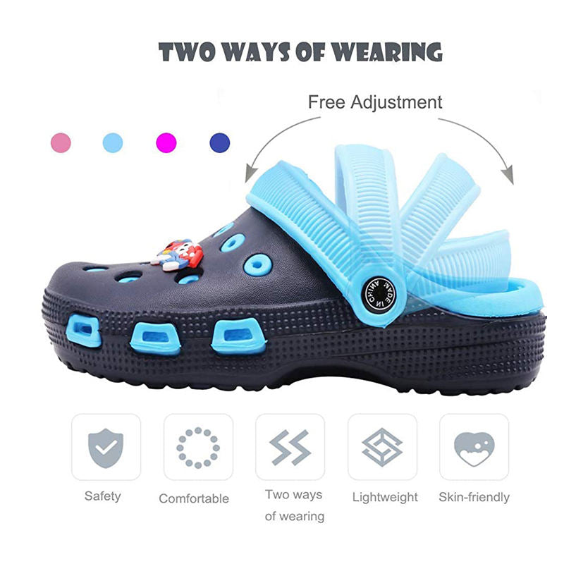 Kids Cute Garden Shoes Cartoon Sandals Children Beach Slipper-Blue