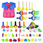 44 Pcs Kids Early Education DIY Sponge Foam Brushes Stamp Tool Set