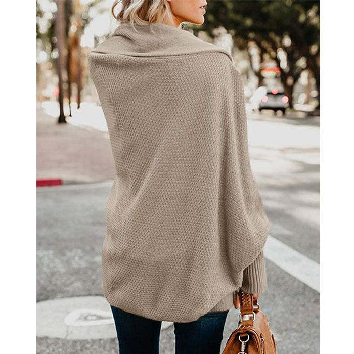 Women's Batwing Knitted Oversized Slouchy Solid Cardigan Sweater Knit Outwear-Khaki