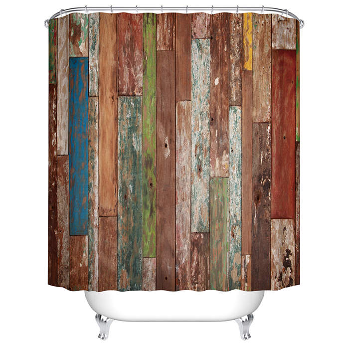 Vintage Wooden Printed Shower Curtains Bathroom Decor Accessory-2