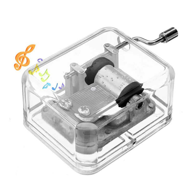 Acrylic Clear Hand Crank Music Box Craft Decoration-Brahms Lullaby