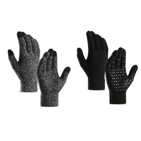 WIWU Winter Man Gloves Upgraded Touch Screen Anti-Slip Silicone Gel Elastic Cuff Thermal-Black+Black White-DZ32