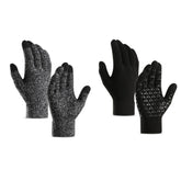 WIWU Winter Woman Gloves Upgraded Touch Screen Anti-Slip Silicone Gel Elastic Cuff Thermal-Black+Black White-DZ32