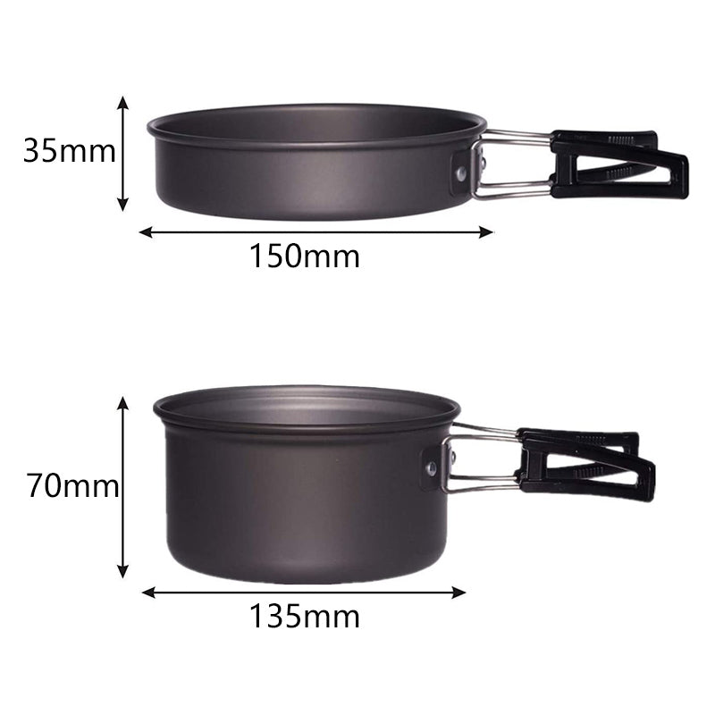 Camping Cookware Mess Kit with Storage Bag-Black