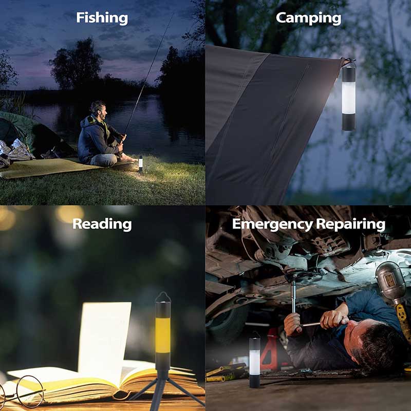 Outdoor LED Camping Lantern Flashlight Rechargeable with USB Cable and Tripod