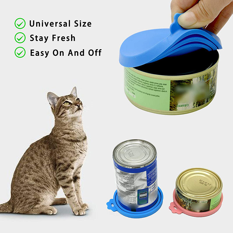 5 Packs Pet Food Can Cover Silicone Lid Universal Size Fit Most Size Canned