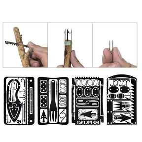 4Pcs Survival Gear Credit Card Multi Tool Camping Multipurpose EDC Multitool-Black