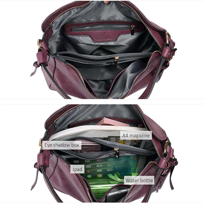 Handbags for Women Large Designer Ladies Hobo bag Bucket Purse Faux Leather-Purple