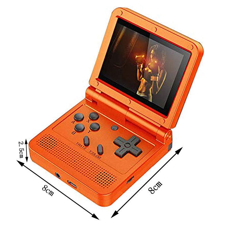 64Bit 3.0 in IPS Retro Flip Handheld Game Console Built in 1000+ Games-Orange