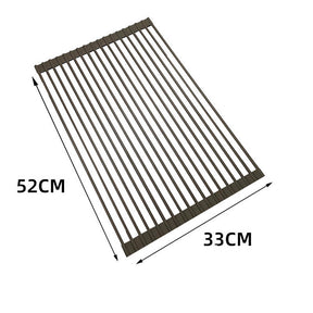 Over The Sink Multipurpose Roll-Up Dish Drying Rack 52*33CM-Brown